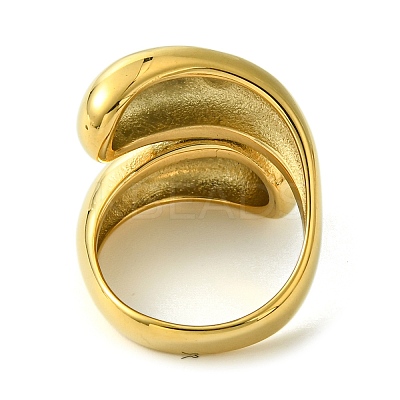 Ion Plating(IP) 304 Stainless Steel Teardrop Finger Rings for Women RJEW-Q815-08G-M-1