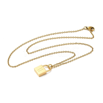 304 Stainless Steel Rolo Chain Pendant Necklaces NJEW-S444-01G-21-1