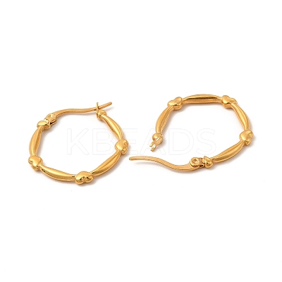 Iron Plating(IP) 304 Stainless Steel Heart Hoop Earrings for Women EJEW-P219-15G-1