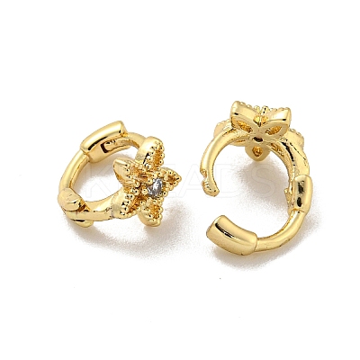 Brass Micro Pave Cubic Zirconia Hoop Earring EJEW-C088-01B-G-1