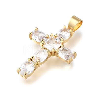 Brass Cubic Zirconia Pendant ZIRC-C021-33G-1