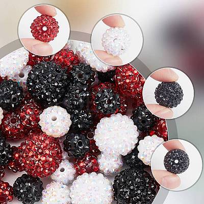 90Pcs 9 Style Resin Rhinestone Graduated Beads RESI-AR0001-41-1