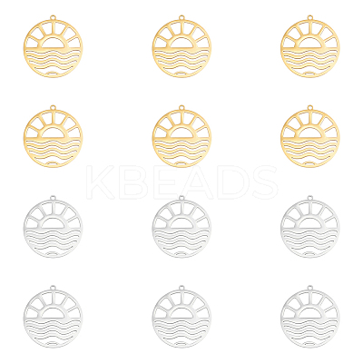 12Pcs 2 Colors 201 Stainless Steel Pendants STAS-UN0060-26-1