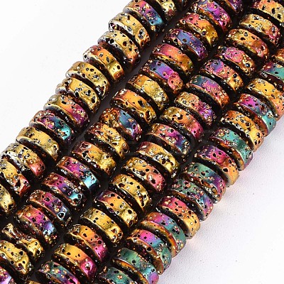 Electroplated Natural Lava Rock Beads Strands G-T114-69C-1