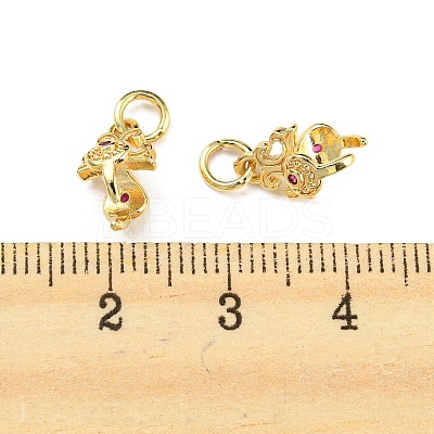 Brass Micro Pave Red Cubic Zirconia Ice Pick Pinch Bails KK-H452-35KCG-02-1