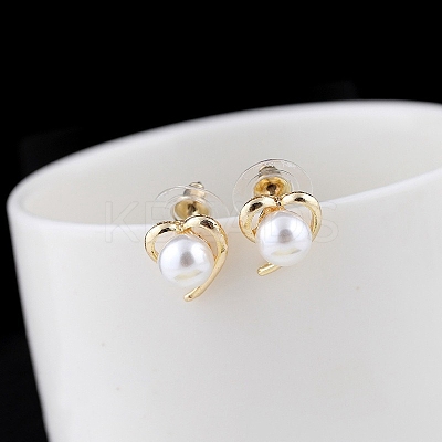 Alloy Imitation Pearl Stud Earrings for Women WG29476-96-1