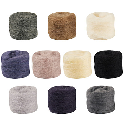 50G 10 Styles Needle Felting Wool Roving DIY-TA0012-77-1