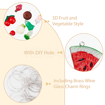 DIY 3D Imitation Food Wine Glass Charm Making Kit DIY-FH0005-53-1