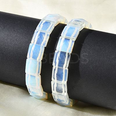 Square Opalite Beads Stretch Bracelets for Women Men BJEW-C097-06X-1