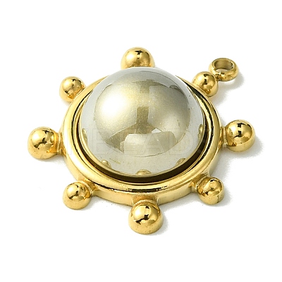 Ion Plating(IP) 304 Stainless Steel Pave Shell Pearl Pendants FIND-Z028-35B-1