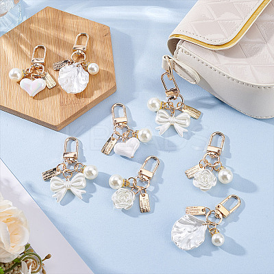 8Pcs 4 Styles ABS Imitation Pendant Decorations HJEW-NB0002-15-1