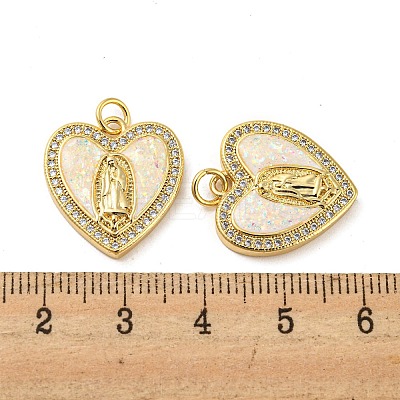 Brass Micro Pave Cubic Zirconia with Synthetic Opal Pendants KK-D096-03B-01-1