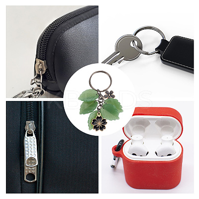 Flower Leaf Alloy Enamel & Glass Pendant Keychain KEYC-AB00014-1