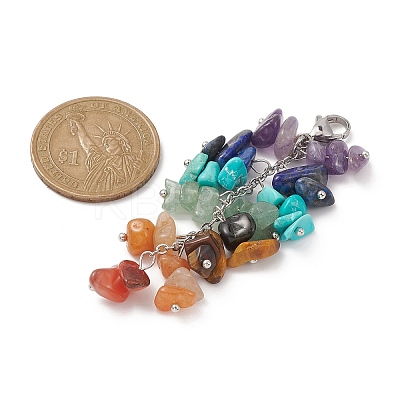 Chakra Natural & Synthetic Mixed Gemstone Chip Beaded Pendant Decorations HJEW-JM01235-02-1