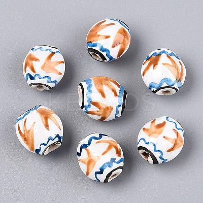 Handmade Porcelain Printed Beads PORC-T133-04-1