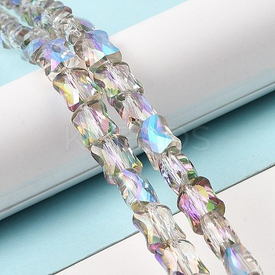AB Color Plated Transparent Glass Beads Strands EGLA-P051-06A-A07-1