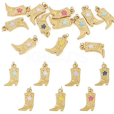 12Pcs 304 Stainless Steel Enamel Pendants STAS-TA0005-75A-1