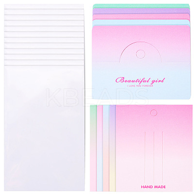 100Pcs Rectangle Gradient Color Paper Hair Clip Display Cards CDIS-TA0001-32-1