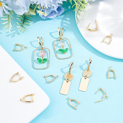 20Pcs Rack Plating Eco-friendly Brass Hoop Earring Findings with Latch Back Closure KK-BBC0027-50G-1