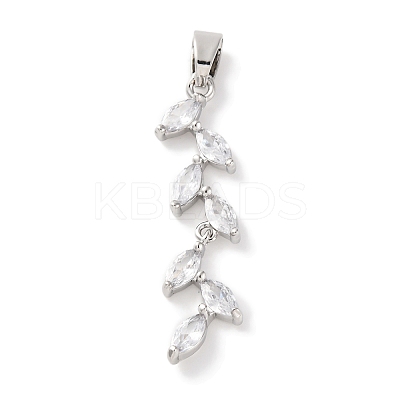 Rack Plating Brass Micro Pave Cubic Zirconia Pendants KK-F881-01P-1