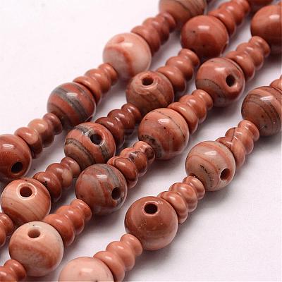 Natural Wood Lace Stone 3-Hole Guru Beads Strands G-J365-11-1