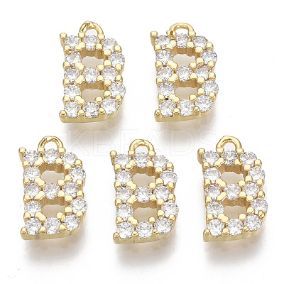 Brass Micro Pave Cubic Zirconia Charms KK-T060-05-B-G-NF-1