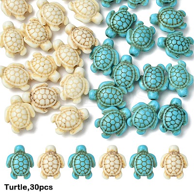 30Pcs 2 Colors Dyed Synthetic Turquoise Beads TURQ-YW0001-06-1