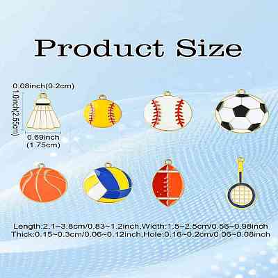 40Pcs 8 Styles Sports Ball Alloy Enamel Pendants ENAM-CJ0006-82-1