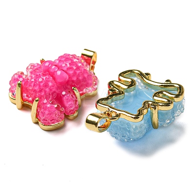 Druzy Resin Pendants RESI-G086-04G-1