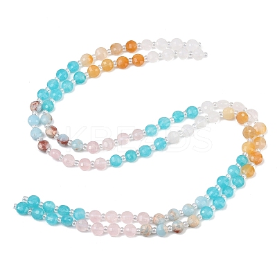 Dyed Natural White Jade & Yellow Aventurine & Synthetic Shoushan Stone Beads Strands G-Z135-B08-1