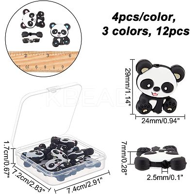12Pcs 3 Colors Food Grade Eco-Friendly Silicone Focal Beads SIL-CA0001-28-1