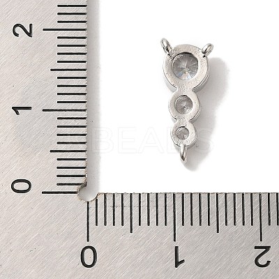 Rack Plating Brass Pave Clear Cubic Zirconia Flat Round Beaded Chandelier Component Links KK-U027-02P-1