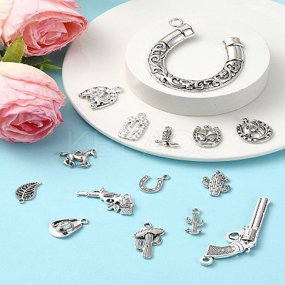 60Pcs 15 Styles Tibetan Style Alloy Pendants FIND-YW0004-82-1