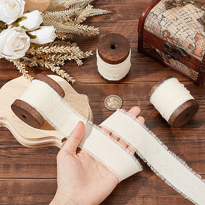 5 Yards Cotton Frayed Fringe Ribbon LS-OCOR-WH0081-37-1