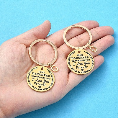 Valentine's Day Brass & 201 Stainless Steel Keychain KEYC-YW00097-01-1