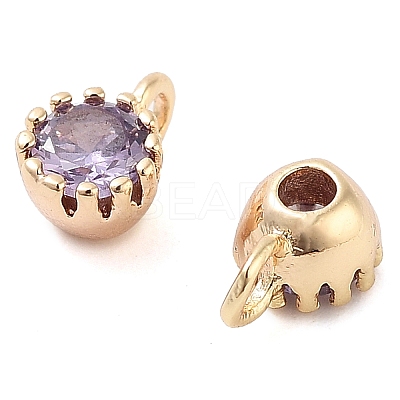 Brass Micro Pave Cubic Zirconia Charms KK-U028-19G-03-1