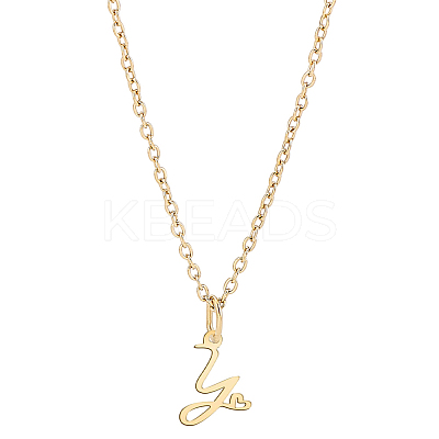 1pc 304 Stainless Steel Letter Pendant Necklaces NJEW-LP0001-39Y-G-1