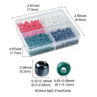 800Pcs 4 Styles Mixed Styles Glass Round Seed Beads SEED-FS0001-18B-1