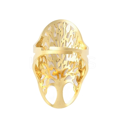 304 Stainless Steel Hollow Tree of Life Adjustable Rings for Women RJEW-Z045-02G-1