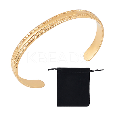 1Pc Stainless Steel Cuff Bangle for Women BJEW-UN0001-41G-1
