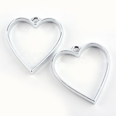 Rack Plating Alloy Heart Open Back Bezel Pendants X-PALLOY-S047-12D-FF-1