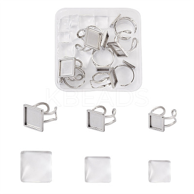 1 Box 9Pcs 304 Stainless Steel Cuff Pad Ring Settings DIY-PJ0001-11-1