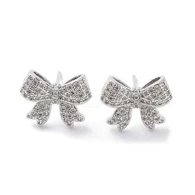 Rack Plating Brass Micro Pave Cubic Zirconia Stud Earring EJEW-C081-32P-1