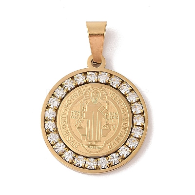 PVD Vacuum Plating 304 Stainless Steel Rhinestone Pendants STAS-M068-13B-G-1