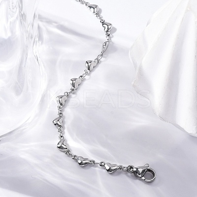 Tarnish Resistant 304 Stainless Steel Heart Link Bracelets X-BJEW-M121-03P-1