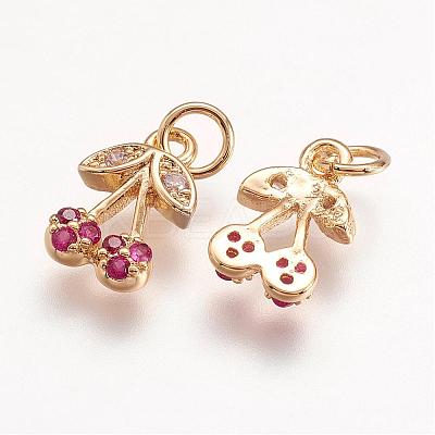 Brass Micro Pave Grade AAA Cubic Zirconia Charms ZIRC-P057-10G-NR-1