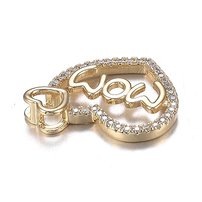 Brass Micro Clear Cubic Zirconia Pendants X-ZIRC-F120-045G-1