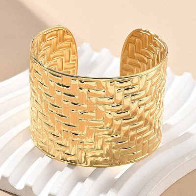 304 Stainless Steel Cuff Bangles for Women AJEW-P127-24G-1