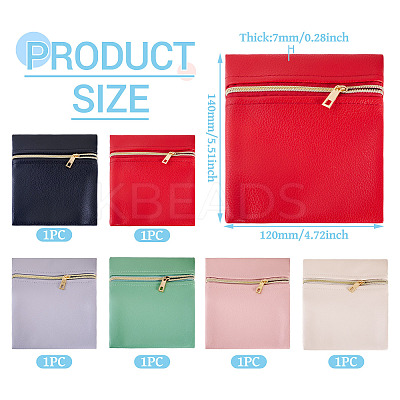 6Pcs 6 Colors Imitation Leather Jewelry Storage Zipper Bags ABAG-TA0001-72B-1