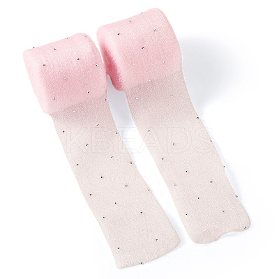 2Rolls Polyester Hot-fix Rhinestone Raw Edges Ribbon OCOR-TA0003-95E-1